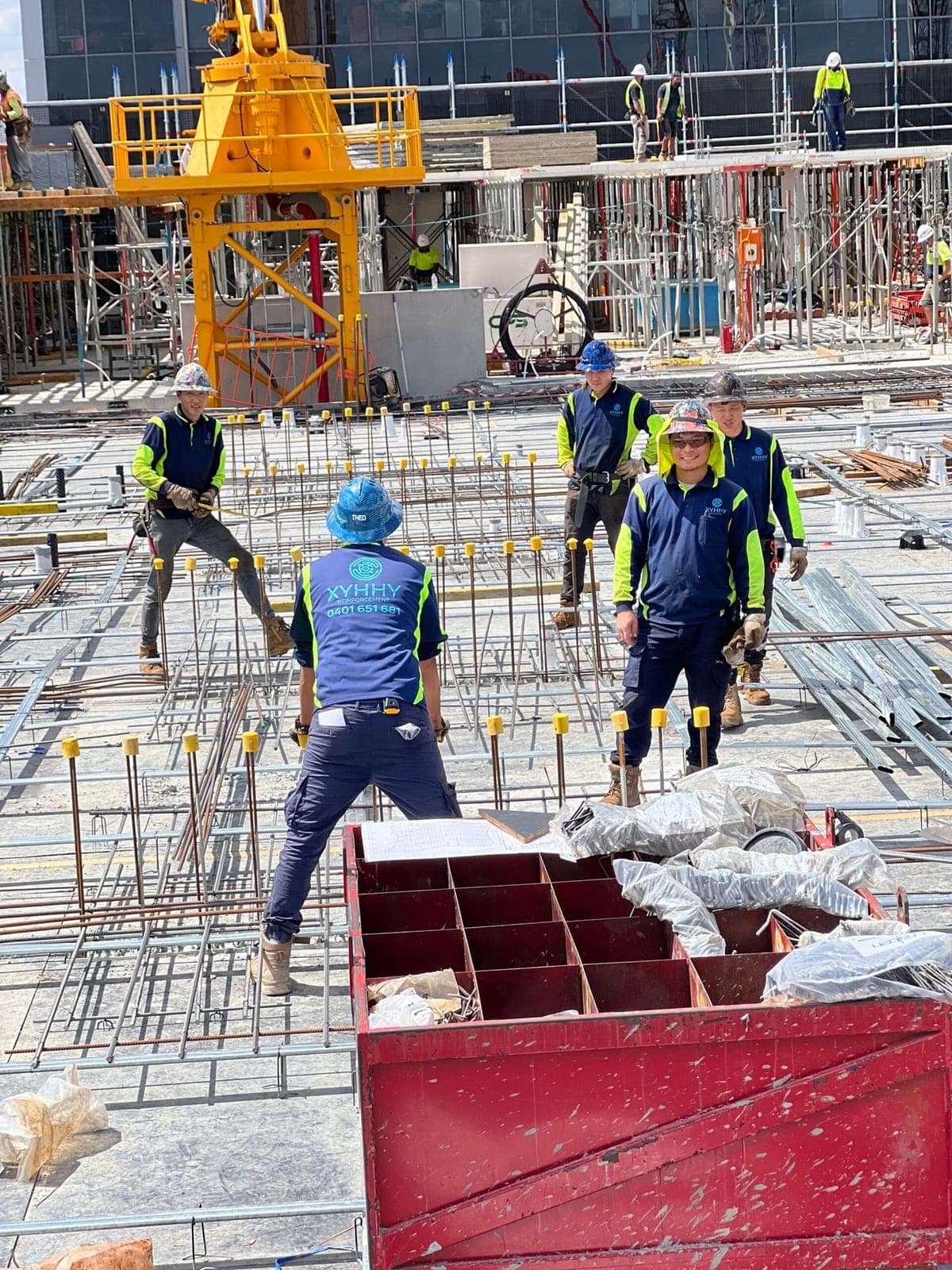 XYHHY Reinforcement steel fixers on site in Canberra